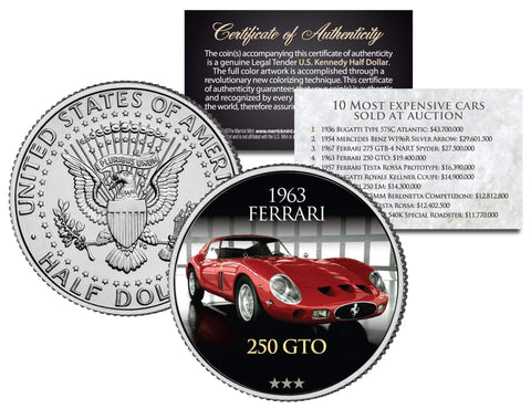 1971 HEMI CUDA CONVERTIBLE 4-SPEED - Most Expensive Muscle Cars Ever Sold at Auction - Colorized JFK Half Dollar U.S. Coin