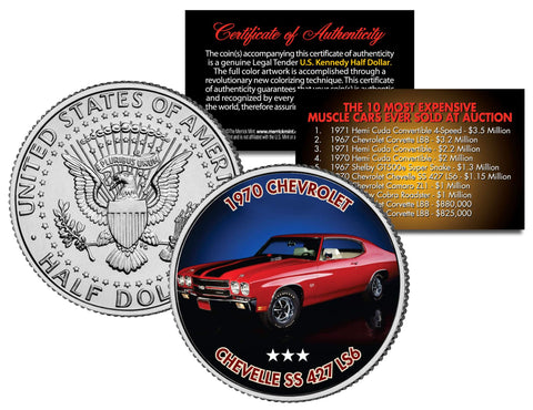 1967 CHEVROLET CORVETTE L88 - Most Expensive Muscle Cars Ever Sold at Auction - Colorized JFK Half Dollar U.S. Coin