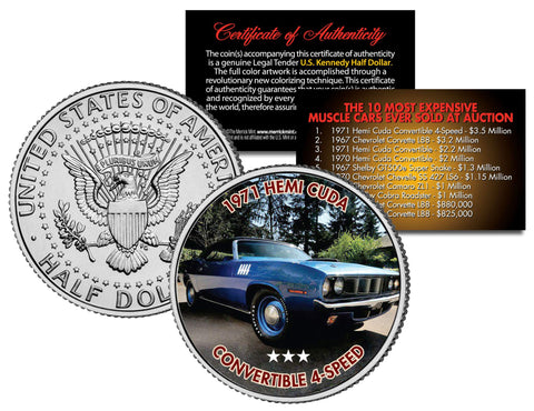 1969 CHEVROLET CORVETTE L88 - Most Expensive Muscle Cars Ever Sold at Auction - Colorized JFK Half Dollar U.S. Coin
