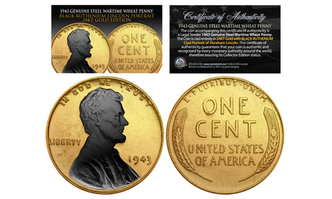 1930's 24K GOLD PLATED Original Indian Head Buffalo Nickel *FULL DATES* BLACK RUTHENIUM Highlights on Obverse & Reverse