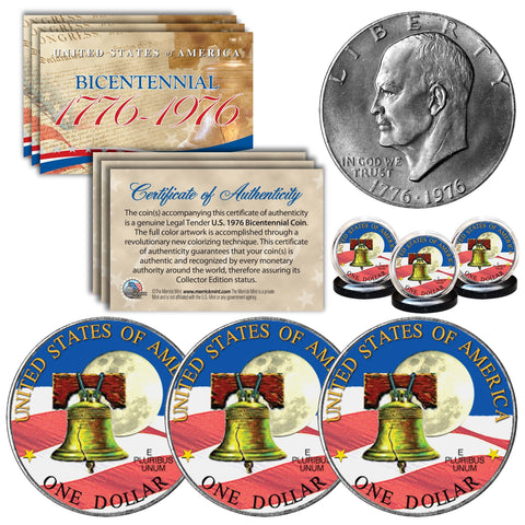 1976 Bicentennial U.S. Eisenhower IKE Dollar Colorized U.S. Coin Liberty Bell Apollo Moon
