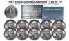 1981 QUARTERS Uncirculated U.S. Coins Direct from U.S. Mint Cello Packs (QTY 10)