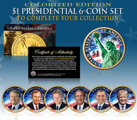 2-COIN SET - HILLARY CLINTON & DONALD TRUMP for 45th President of the United States 2016 Presidential $1 Golden Dollar Coins