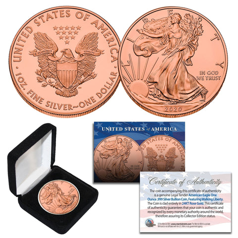 2018 Silver Eagle Uncirculated 1 oz Ounce U.S. Coin * Mixed-Metals Select Mirror Finish * .999 FINE SILVER GILDED with 24K Gold Backdrop (with BOX)