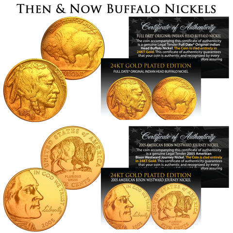 2005 Canadian Caribou Quarter Queen Elizabeth II Uncirculated Coins 24K GOLD PLATED (Quantity 10)