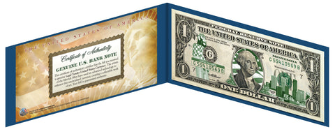 NORTH DAKOTA State $1 Bill - Genuine Legal Tender - U.S. One-Dollar Currency " Green "