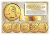 2008 US Statehood Quarters 24K GOLD PLATED - 5-Coin Complete Set - with Capsules & COA