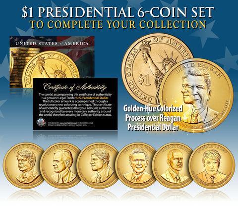 2014 Presidential $1 Dollar U.S. COLORIZED - Complete 4-Coin Set - with Capsules