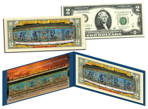 MANEKI NEKO LUCKY CAT Colorized $2 Bill U.S. Legal Tender Lucky Money w/ Folio