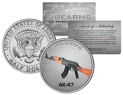 COLT 1911 Gun Firearm JFK Kennedy Half Dollar US Colorized Coin