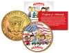 PEANUTS - Americana - CHARLIE BROWN & Snoopy - Colorized JFK Kennedy Half Dollar U.S. Coin 24K Gold Plated
