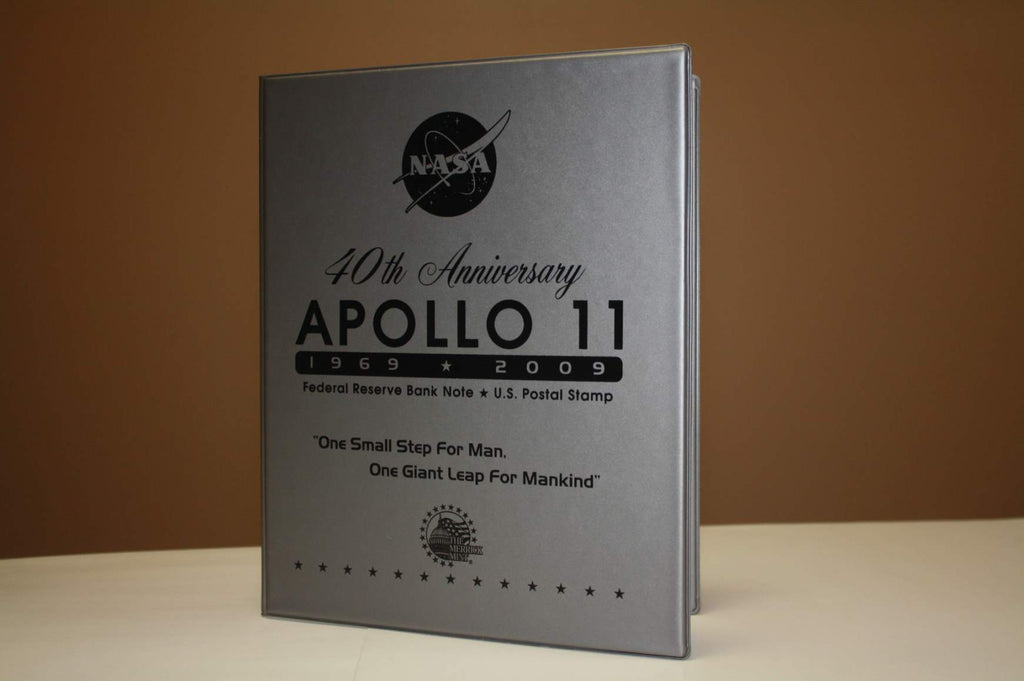 APOLLO 11 - 40th Anniversary - Colorized $2 Bill & U.S. Stamp with Collectible Folio #/10,000 - NASA