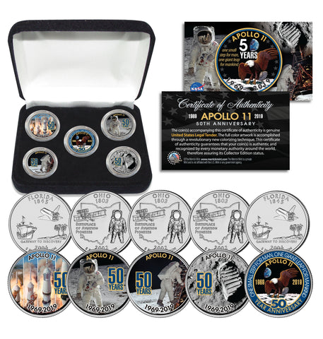 APOLLO 15 XV SPACE MISSION Colorized 2-Coin Set U.S. Florida Quarter & JFK Half Dollar - NASA ASTRONAUTS