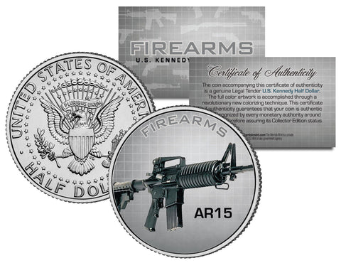 WALTHER PPK Gun Firearm JFK Kennedy Half Dollar US Colorized Coin