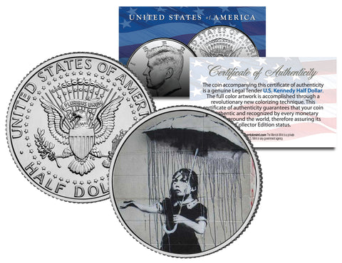 BANKSY - YOU LIE RAT - Colorized JFK Half Dollar U.S. Coin - Street Art Graffiti