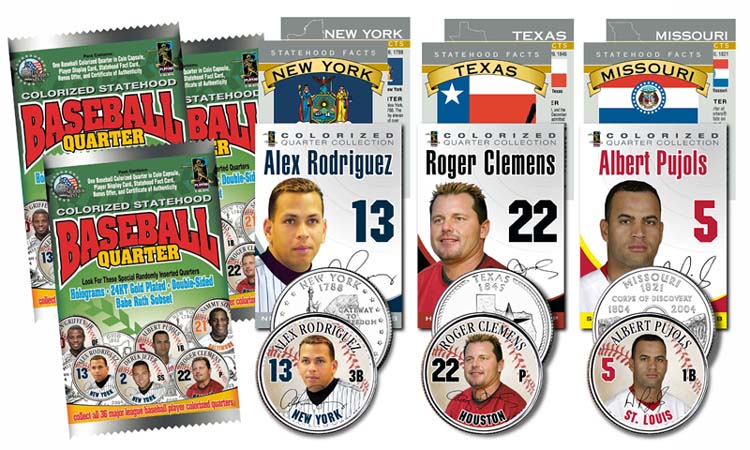 2007 MLB BASEBALL COLORIZED COIN & CARD BOX Factory Sealed 28-packs/Box RARE