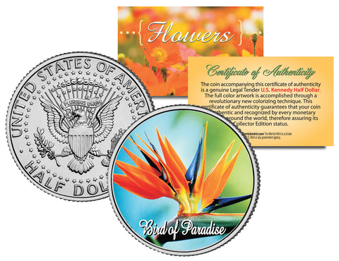 ROSE FLOWER JFK Kennedy Half Dollar U.S. Colorized Coin