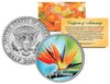 BIRD OF PARADISE FLOWER JFK Kennedy Half Dollar U.S. Colorized Coin
