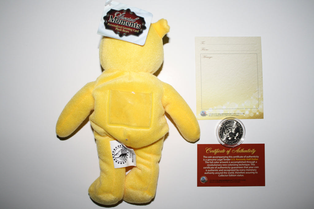 HAPPY BIRTHDAY Plush Bear & Happy Birthday JFK Half Dollar Colorized US Coin