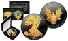 Black RUTHENIUM 1 Oz .999 Fine Silver 2017 American Eagle U.S. Coin with 2-Sided 24K Gold clad with Deluxe Felt Display Box