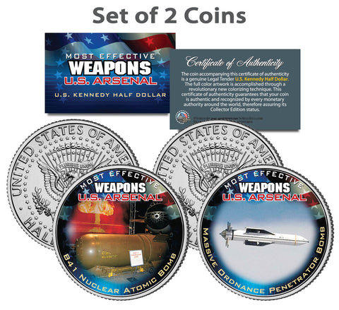 U.S. WEAPONS ARSENAL - AIRCRAFT - JFK Kennedy Half Dollars US 7-Coin Set