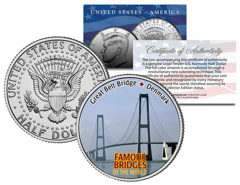 CONEY ISLAND - NIGHTTIME - Colorized JFK Kennedy Half Dollar U.S. Coin - BROOKLYN NY