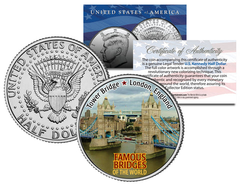 CHARLES BRIDGE - Famous Bridges - Colorized JFK Half Dollar US Coin Prague Czech Republic