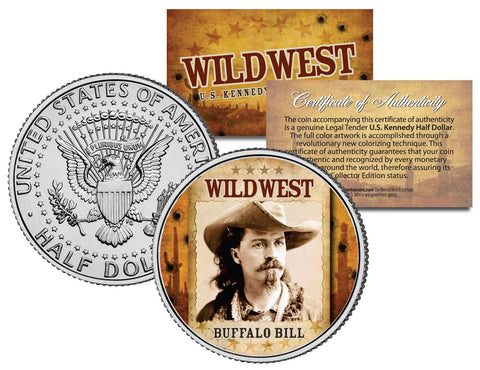 WILD BILL HICKOK - Wild West Series - JFK Kennedy Half Dollar U.S. Colorized Coin