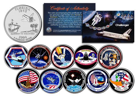 SPACE SHUTTLE PROGRAM MAJOR EVENTS - Colorized Florida Quarters US 20-Coin Set - NASA