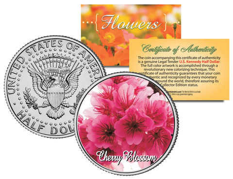ROSE FLOWER JFK Kennedy Half Dollar U.S. Colorized Coin