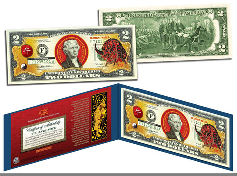 Chinese Zodiac - YEAR OF THE TIGER - Colorized $2 Bill U.S. Legal Tender Currency