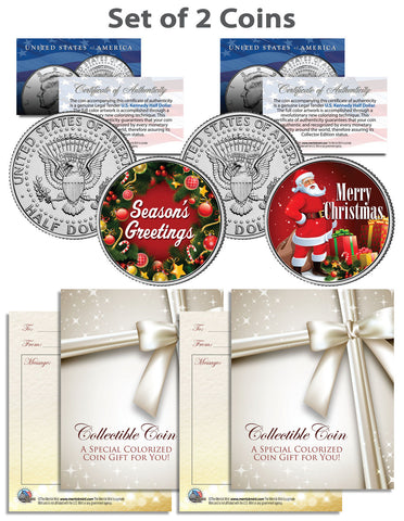 CLINTON CHRISTMAS - Colorized JFK Kennedy Half Dollar U.S. Coin - BILL & HILLARY & CHELSEA