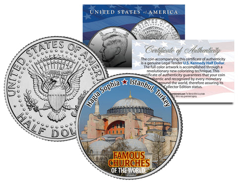 ST PETER’S BASILICA - Famous Churches - Colorized JFK Half Dollar U.S. Coin Rome Italy