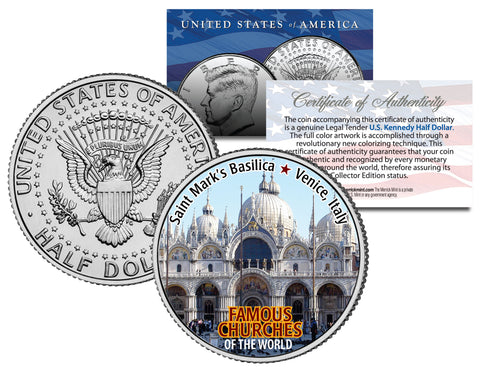 SAINT PATRICK’S CATHEDRAL - Famous Churches - Colorized JFK Half Dollar U.S. Coin New York