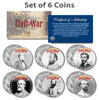 American CIVIL WAR - South CONFEDERATE LEADERS - JFK Kennedy Half Dollars U.S. 6-Coin Set