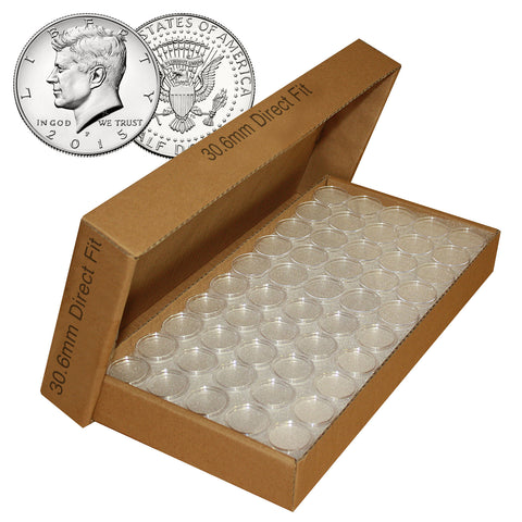 CASINO or POKER CHIP Direct-Fit Airtight 40.6mm Coin Capsule Holders (QTY: 50) **COMES PACKAGED WITH BOX AS SHOWN**