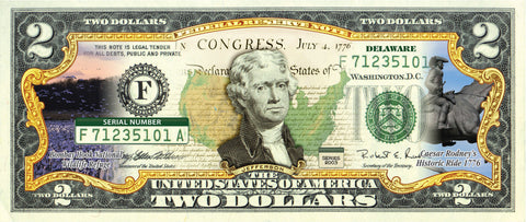 KENTUCKY State/Park COLORIZED Legal Tender U.S. $2 Bill with Security Features