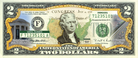 RHODE ISLAND State/Park COLORIZED Legal Tender U.S. $2 Bill with Security Features