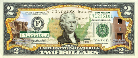 WEST VIRGINIA State/Park COLORIZED Legal Tender U.S. $2 Bill with Security Features