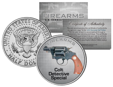 COLT SINGLE-ACTION 1873 Gun Firearm JFK Kennedy Half Dollar US Colorized Coin