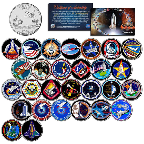 SPACE SHUTTLE ENDEAVOR MISSIONS - Colorized Florida Quarters US 25-Coin Set - NASA