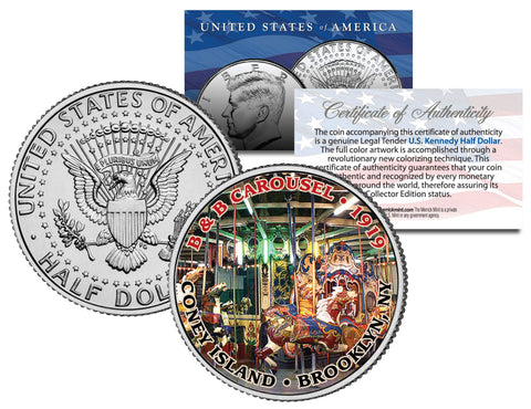 FREEDOM LAND USA Colorized JFK Kennedy Half Dollar U.S. Coin - AMUSEMENT PARK BRONX