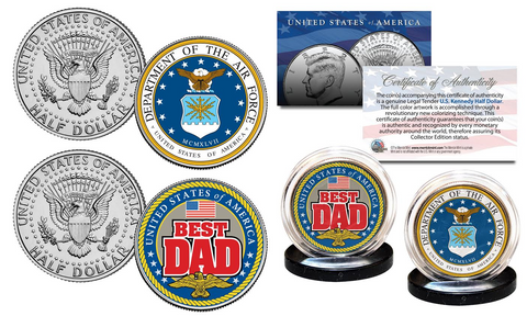 FATHERS DAY 2016 United States Armed Forces Military 2-Coin U.S. JFK Kennedy Half Dollar Set - COAST GUARD