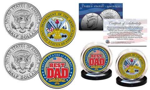 FATHERS DAY 2016 United States Armed Forces Military 2-Coin U.S. JFK Kennedy Half Dollar Set - NAVY
