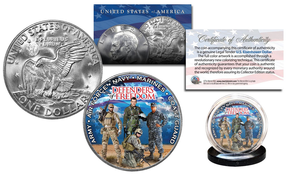 DEFENDERS OF FREEDOM U.S. Military Official Genuine Legal Tender IKE Eisenhower One Dollar U.S. Coin