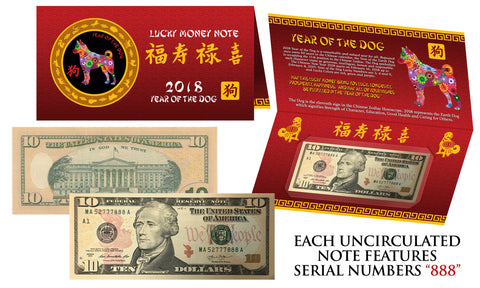 2020 Chinese Lunar New Year YEAR of the RAT Red Metallic Stamp Lucky 8 Genuine $1 Bill w/Folder