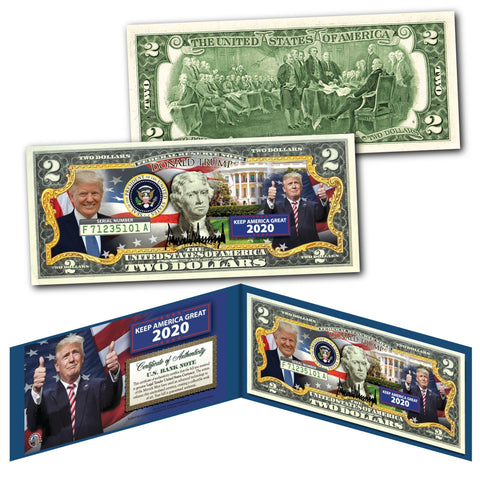 DONALD TRUMP * Presidential Series #45 * Colorized Presidential $2 Bill U.S. Genuine Legal Tender