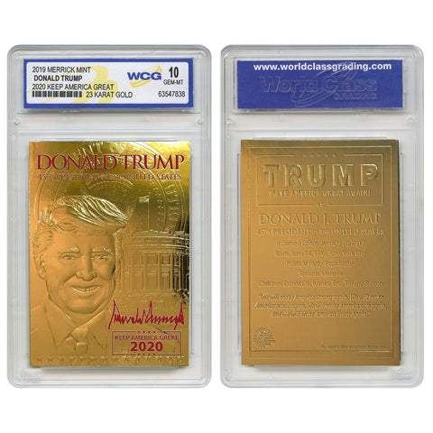 DONALD TRUMP 45th President 23K GOLD Sculpted Card SIGNATURE KAG 2020 Edition - GRADED GEM MINT 10 (Lot of 10)