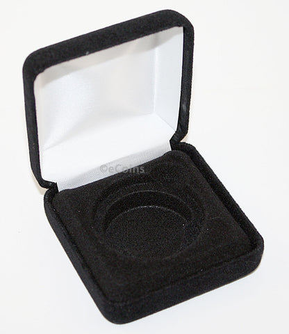 Black Felt COIN DISPLAY GIFT METAL PLUSH BOX holds 4-Quarters or Presidential $1 or Sacagawea Dollars