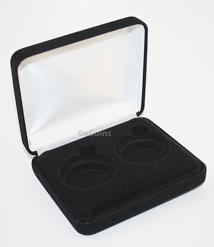 Black Felt COIN DISPLAY GIFT METAL PLUSH BOX holds 3-IKE or Silver Eagle SQUARE